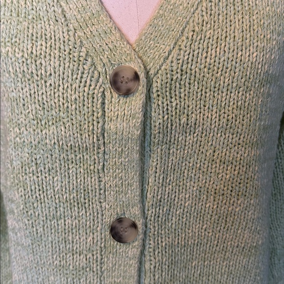 LOFT Women's Bright Green Knit Cardigan - Picture 4 of 10